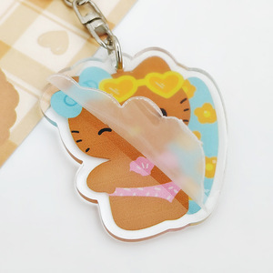 พวงกุญแจอะคริลิคใสลายการ์ตูนแมวสีดำน่ารัก พิมพ์ลาย UV  ขายส่ง - Product Image 3