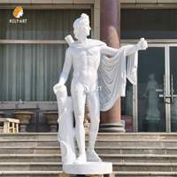 Estatua de Apolo de Mármol Blanco de Tamaño Real, Tallada a Mano, Estilo Europeo, para Jardín o Villa al Aire Libre, Marca MILY