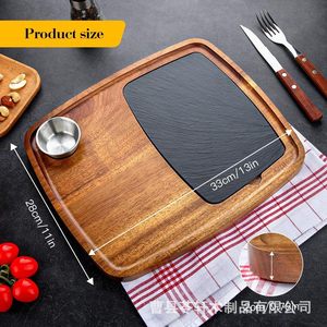 Wholesale wooden <b>dinner</b> plates, steak <b>trays</b>, breakfast plates, bread boards, wooden Western-style <b>dinner</b> <b>trays</b>, acacia wood - Product Image 3