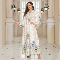 SW1004 été transfrontalier Abayas pour femmes robe arabe conçue sur mesure avec imprimé léopard diamant perles XS taille pour Hijab