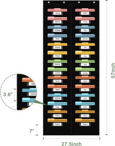 Large Heavy Duty Non-Woven Fabric Hanging Wall <b>File</b> <b>Organizer</b> 57''H X27.5''L Space-Saving Black Office School Supplies Model GD - Product Image 2