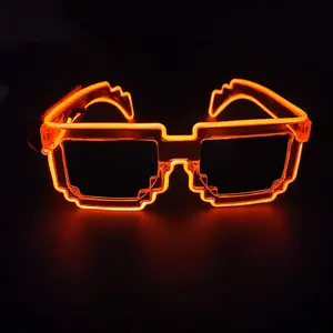 10 색 무선 완전 투명 프레임 모자이크 LED 안경, 새해 전야 파티 콘서트 생일 휴일에 적합