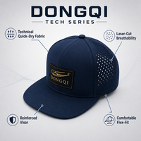 Casquette de baseball personnalisée bleu marine perforée de qualité supérieure avec logo tissé découpé au laser, respirante, séchage rapide, chapeau de sport, vente en gros d'usine