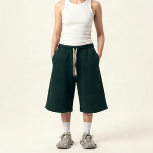 Shorts Capri Vert Uni pour Femme, Taille Mi-Haute, Fermeture à Cordon, Coupe Décontractée, en Coton Tricoté Respirant, Style Streetwear - Product Image 4