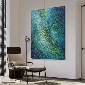 Hand Painted Oil Abstract <b>Art</b> Canvas Painting Dark Green Rectangle Wall Decor For Living Room Sofa Background - Product Image 4