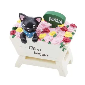 Yeni siyah kedi tabela hayvan minyatür peri bahçe ev evleri dekorasyon Mini zanaat mikro peyzaj dekor DIY aksesuarları