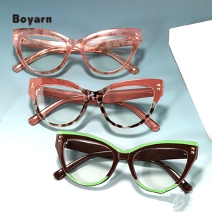 Boyarn popolare Clear Eyeglasses montature Leopard Eye trasparente <span class=keywords><strong>vetro</strong></span> Cat Eye Anti blu luce occhiali donna - Product Image 1