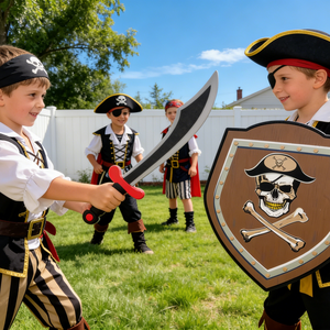 Nouveaux accessoires de cosplay de <span class=keywords><strong>pirate</strong></span> réaliste et sécurisé, épée en mousse EVA souple et bouclier tête de mort, ensemble d'armes froides jouets pour garçons - Product Image 3