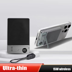 2025 Ultra Slim Hợp kim nhôm 5000mAh 10000mAh có thể gập lại đứng Magnetic ngân hàng điện phí không dây 15 Wát ngân hàng điện - Product Image 4