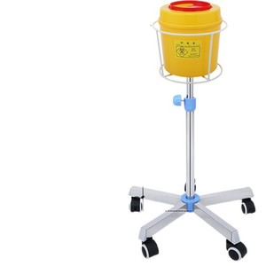 <b>Sharps</b> Container Rack Stainless Steel Round Square Medical Waste <b>Bin</b> Movable With Wheels Hospital Cabinet Storage Stand - Product Image 5
