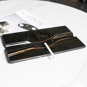 ขายร้อนหรูหราสีดําทองหินธรรมชาติหินอ่อน <span class=keywords><strong>Ashtray</strong></span> สําหรับซิการ์ - Product Image 3