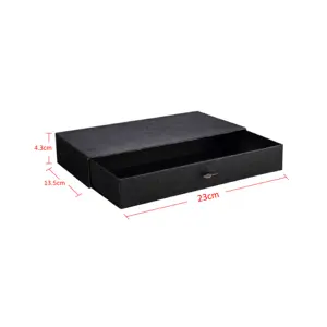 OEM Wholesale High Quality Black Custom Logo Rigid Boxes Men Gift Wallet Belt Drawer Box With Black Ribbon