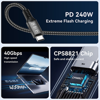 Câble USB4 80Gbps 16K 240W PD 3.1 Charge rapide Câble USB C vers USB C Coque en aluminium Câble audio vidéo tressé pour tablette MacBook