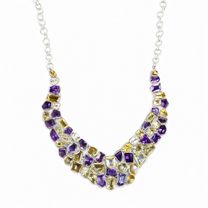 Collier en pierres facettées citrine et améthyste - Une fusion radieuse de beauté et d'énergie - 588 carats - Product Image 2