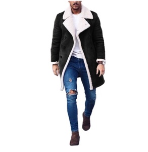 Trench invernale da <span class=keywords><strong>uomo</strong></span> <span class=keywords><strong>in</strong></span> lana taglie forti soffice stile lungo <span class=keywords><strong>con</strong></span> risvolto e soprabito caldo <span class=keywords><strong>in</strong></span> pile - Product Image 5