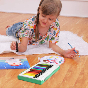 Juego de dibujo para niños, 28 piezas de lienzo, pinceles de caballete de mesa acrílicos y cubierta de arte impermeable, kit de suministros de Arte de paleta - Product Image 6