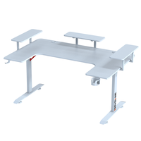 Beisijie blanc U forme rvb lumière bureau de jeu lecteur à domicile bureau de jeu avec porte-gobelet Table de jeu