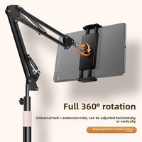 Support de téléphone portable et tablette métallique pour lit, avec bras télescopique articulé, réglable en hauteur et orientable, rétractable, pour diffusion en direct