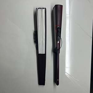 Abanicos Plegables LED de 33 cm con Varillas de Bambú y Tela Blanca o Negra, Batería Incluida - Product Image 2