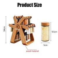 Étagère à épices en bois durable en forme de grande roue, design rotatif créatif avec bocaux à couvercle en bois pour la cuisine des chefs gourmets