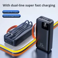 Power Bank PVC Kapasitas Besar 50000 MAh untuk E-commerce Lintas Batas, Pengisian Cepat 22.5W, Micro USB, Layar LED, Pencetakan Logo Kustom