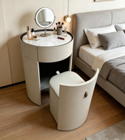 Table de toilette de luxe légère et minimaliste, style crème, en bois massif, avec rangement intégré, table de chevet et coiffeuse pour dressing