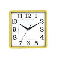 Horloge murale silencieuse carrée Art Déco de 11 pouces pour salon, en plastique PP + verre, mouvement analogique à quartz, simple face, deux pièces