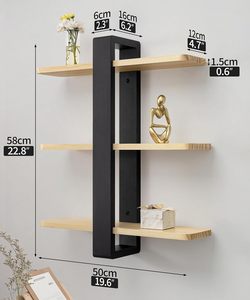 Kệ treo tường bằng gỗ Kệ treo tường lớn Kệ trang trí ba tầng làm bằng gỗ rắn đặt hàng đóng gói - Product Image 2