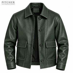 Wholesale <b>Genuine</b> Leather Jacket Mens Bomber Jacket Custom Logo Private Label US Sizes S-XXL Factory - Product Image 5
