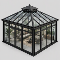 Serre de jardin triangulaire extérieure 4 saisons en verre feuilleté et alliage d'aluminium, préfabriquée, de luxe, autoportante, pour cour résidentielle