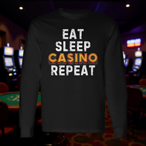 Camiseta de manga larga Eat Sleep Casino Repeat para amantes del casino, camiseta para jugadores - Product Image 3