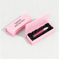 Boîte d'emballage rigide de luxe en gros avec fermeture magnétique, recyclable, pour ensemble de rouges à lèvres et gloss, avec insert en soie