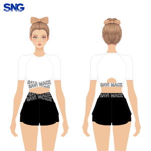 Nuevos Conjuntos de Uniformes de Porristas Blancos SNG <span class=keywords><strong>para</strong></span> <span class=keywords><strong>Adolescentes</strong></span>, Material de Spandex/Poliéster, Decorados con Pedrería, Sujetadores Deportivos, Ropa de Entrenamiento - Product Image 2