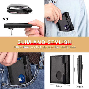 2021 minimo di affari supporto di carta del raccoglitore di tendenza Eurpo con cinghia elastica, OEM degli uomini del cuoio genuino della carta di credito sottile portafogli in pelle - Product Image 4