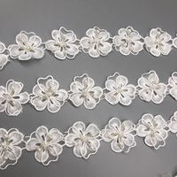 Ruban de dentelle perlée décorative pour couture, ruban de dentelle brodée pour chapeau, vêtement