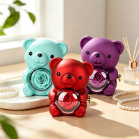 Boîte à bijoux ours mignon avec fenêtre transparente, étui de présentation pour bagues et colliers, boîte d'emballage pour bijoux avec fleur rose pour pendentifs et boucles d'oreilles, idéale comme cadeau