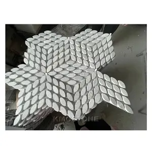 Hot Sale Carrara White Marble Mosaic Tiles Modern Flower Shape Design Polished Onyx Surface Floor Available Big Slab Format