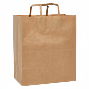 Fourre-tout élégant en papier kraft durable personnalisable léger et durable sac biodégradable recyclable poignée plate - Product Image 1