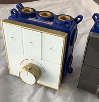 Robinet mitigeur 2 voies 3 voies mural à bouton-poussoir encastré en laiton thermostatique avec panneau en verre trempé