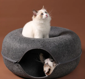Abnehmbarer Cat Hideaway Tunnel Höhlen filz Donut Cat House House Nest und Cat Scratcher Bett aus Filz stoff - Product Image 6