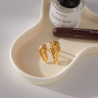 Bague ouverte en acier inoxydable Gaovo avec motif ailes d'ange et cœur pour femme, bijou fantaisie vintage romantique, accessoire de mode, collection cadeau