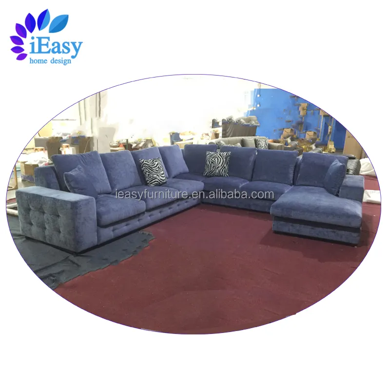 Sofá de canto em forma de U, resistente a manchas, lavável, impermeável, tecido azul, sofá de canto mais recente, design moderno, móveis