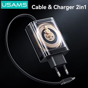 USAMS CC296 Portable Eu Plug <span class=keywords><strong>30W</strong></span> Multi Type c Cordon Rétractable Téléphone Mur Voyage Chargeur <span class=keywords><strong>Adaptateur</strong></span> pour <span class=keywords><strong>apple</strong></span> iphone 16 15 Pro Max - Product Image 3