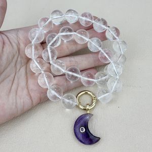 Collier ras de cou en gros perles de cristal naturel, fermoir plaqué or et perles de quartz clair, bijoux de mode pour femmes - Product Image 5