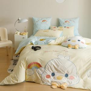 Juego de cama de algodón lavado de dibujos animados para niños, 4 Uds., oso amigable con la piel, Tigre, cama para niños, colorido, lindo y encantador - Product Image 2
