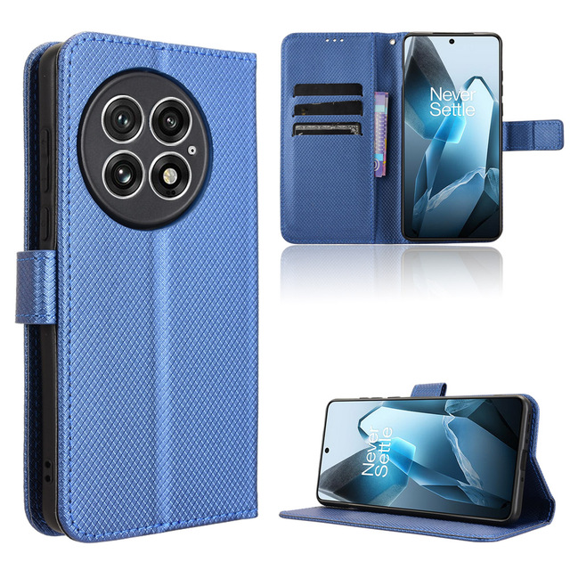 Luxury Diamond Pattern PU Leather Flip Case Cover Shell with Hand Strap Card Holder Wallet Phone Case for OnePlus 13 5G