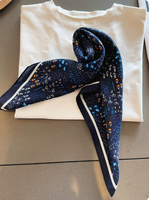 Foulard en coton botanique bleu marine style forêt 55*55cm, bandana léger, foulard de cou, couvre-chef en tissu respirant pour activités de plein air