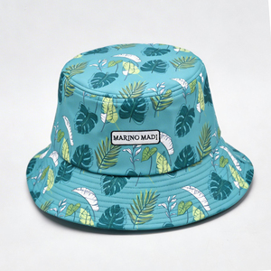 Sombrero de Pescador Unisex de Poliéster/Algodón con Estampado de Hojas Tropicales Color Verde Azulado, Sombrero de Sol para Playa de Verano, Parche Bordado MARINO MADI, Ligero - Product Image 6