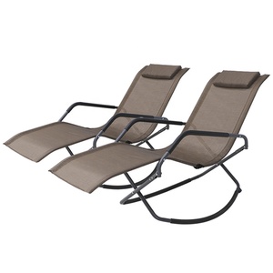 Couchage Détente Lit Bain De Soleil Pliant Chaise de Plage <span class=keywords><strong>À</strong></span> <span class=keywords><strong>Bascule</strong></span> Chaise Paresseux Reste <span class=keywords><strong>Transat</strong></span> de <span class=keywords><strong>Jardin</strong></span> En Acier - Product Image 5