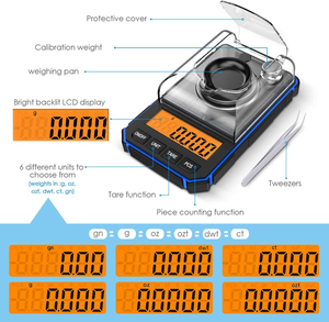 Kim Cương Cân Trọng Lượng Xách Tay Kỹ Thuật Số Điện Tử Bỏ Túi Quy Mô 0.001G Độ Chính Xác LCD Pin 200G Max Đồ Trang Sức Đo - Product Image 3